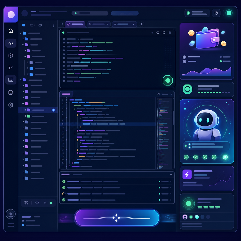 Stylized ChatPlus Codex dashboard showing API key, wallet balance, token usage, and setup commands.